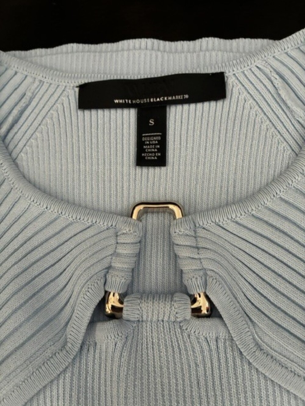 White House Black Market Light Blue Ribbed Keyhole Tank - Picture 5 of 6